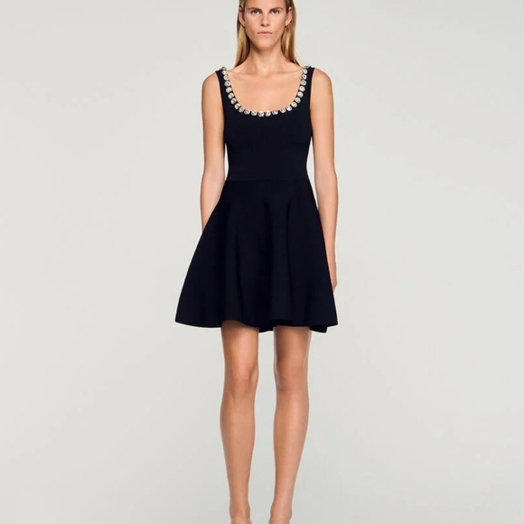 Sandro Dresses & Skirts - Sandro Mini Dress With Rhinestone Neck